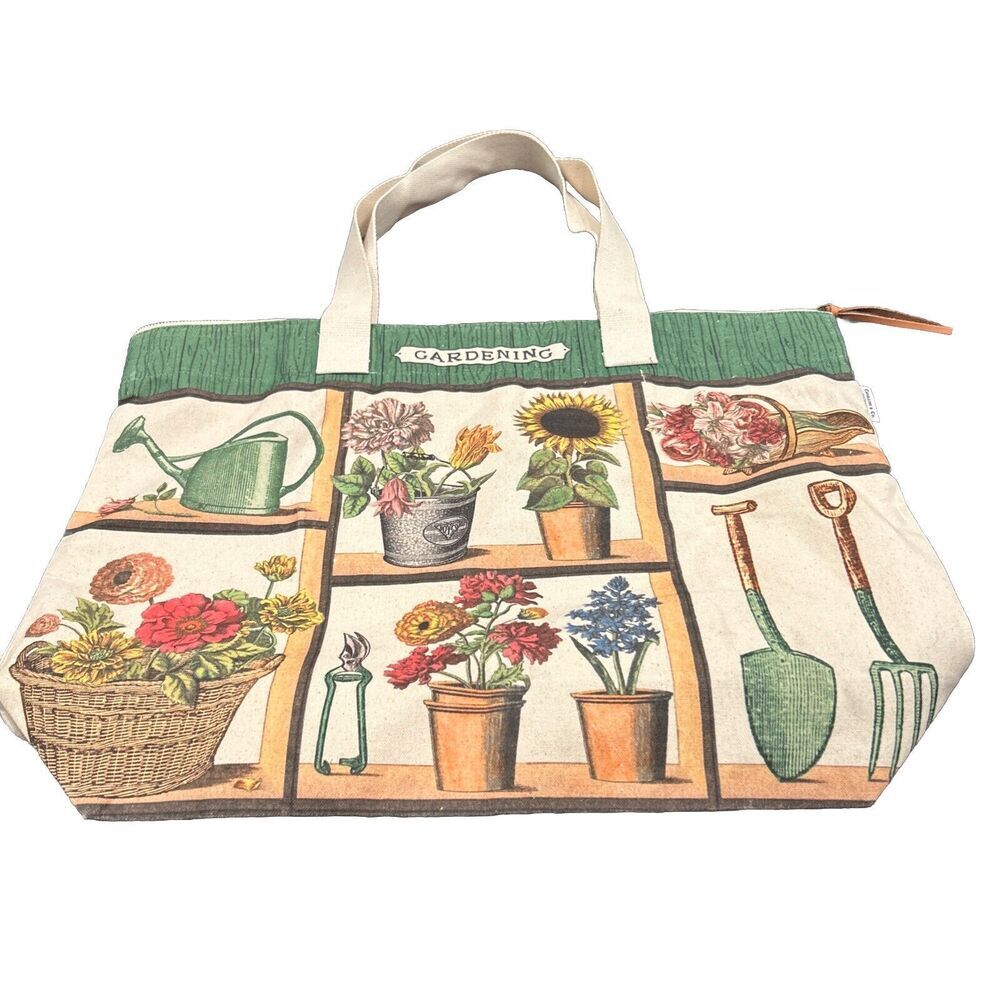 Cavallini & Co., "Gardening" Heavyweight Cotton Canvas Tote / Shopping Bag Large